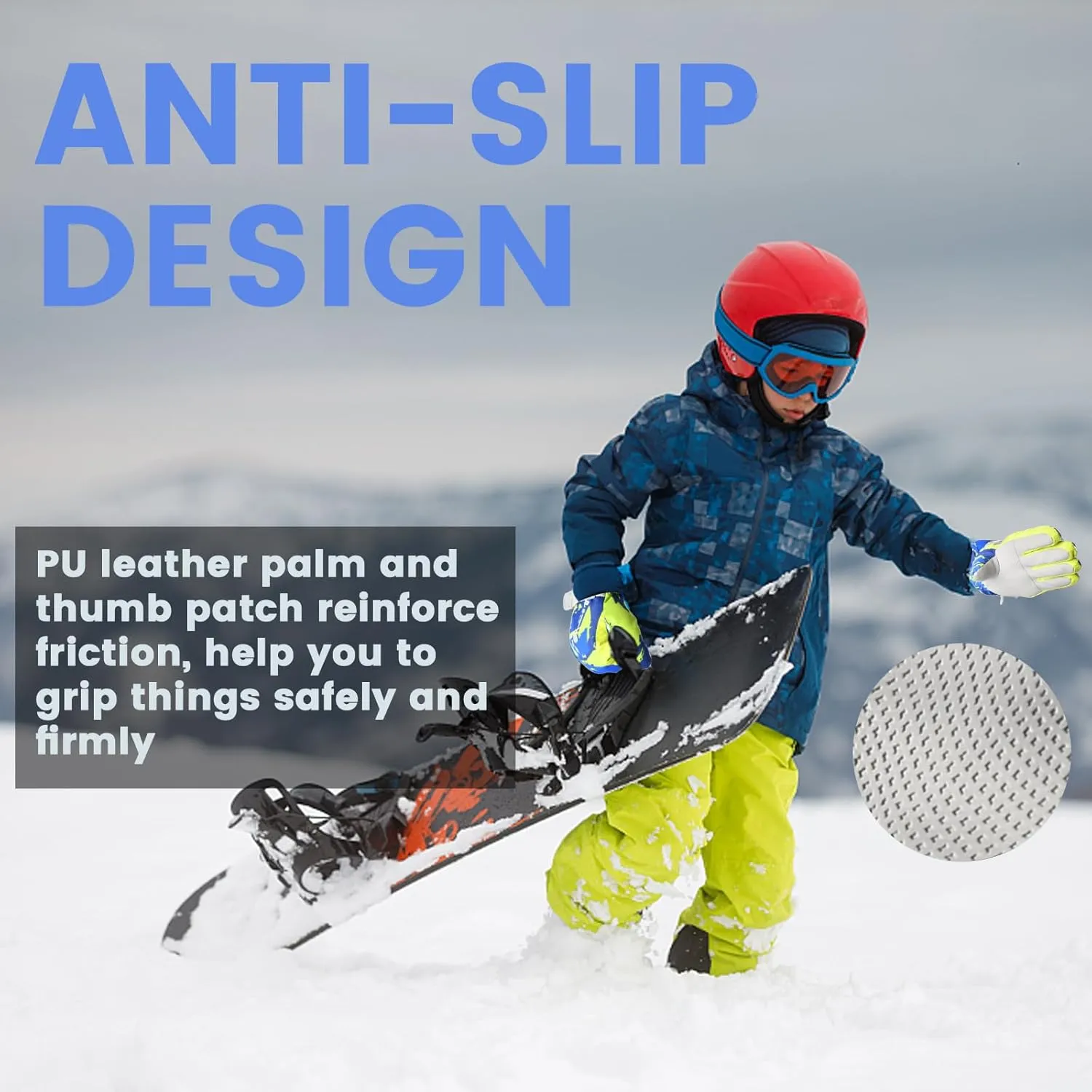-30℉ Ski Gloves Kids Winter Snow Gloves Waterproof Cold Weather for Boys Girls