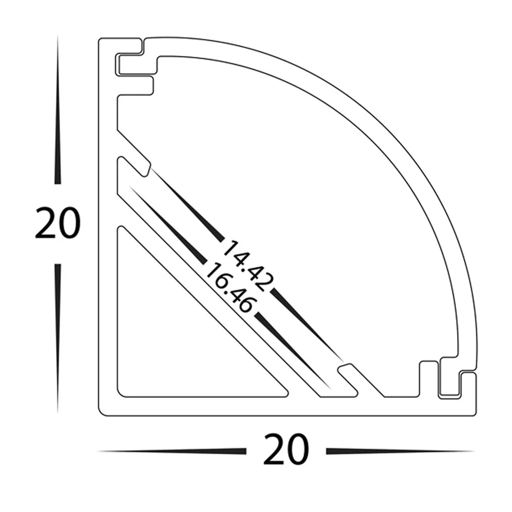 20mm X 20mm Led Corner Aluminium Profile 3M In Silver Havit Lighting - Hv9691-2020-3M