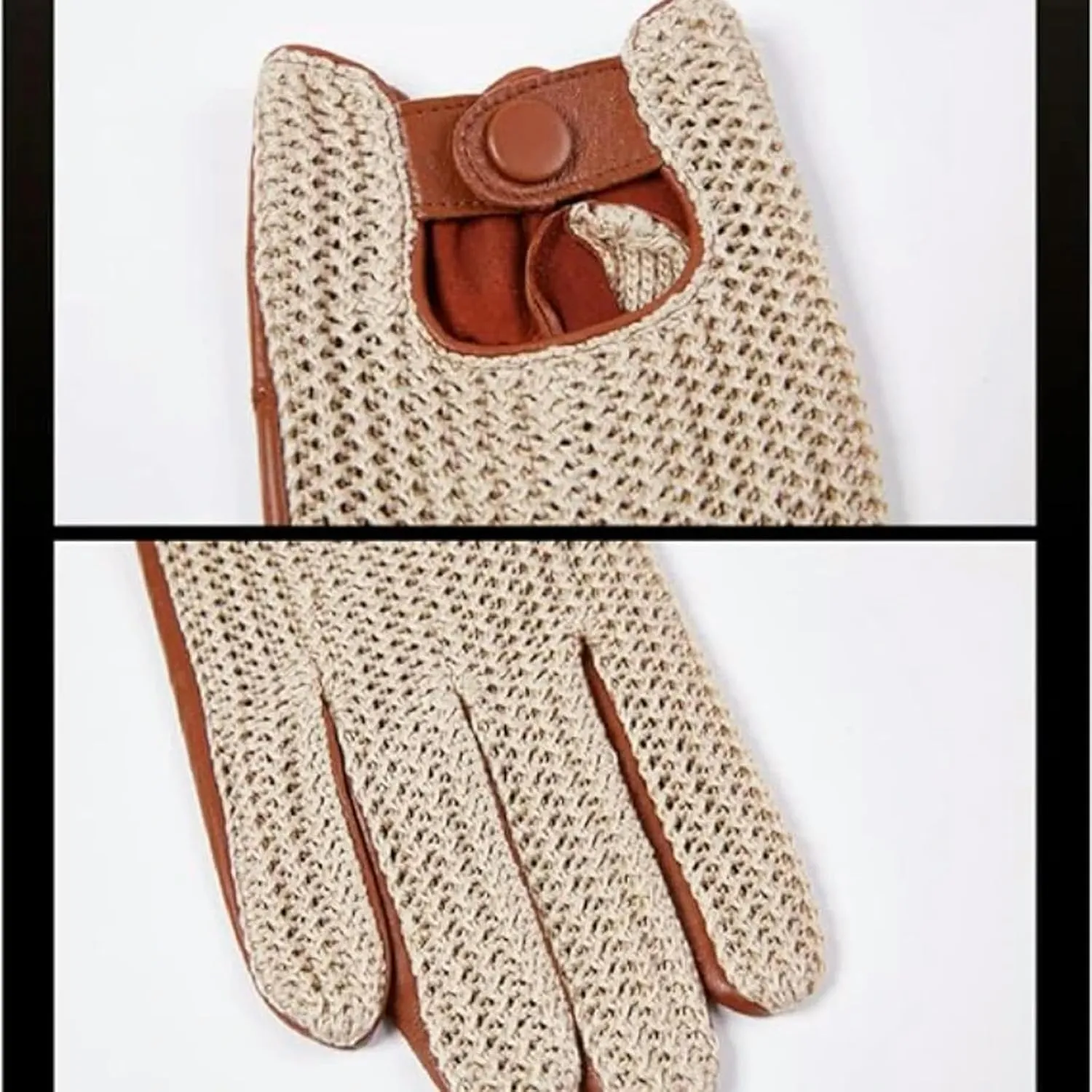 Autumn And Winter Men'S Knitted Wool Leather Gloves Warm Soft And Comfortable Touch Screen Riding Glove
