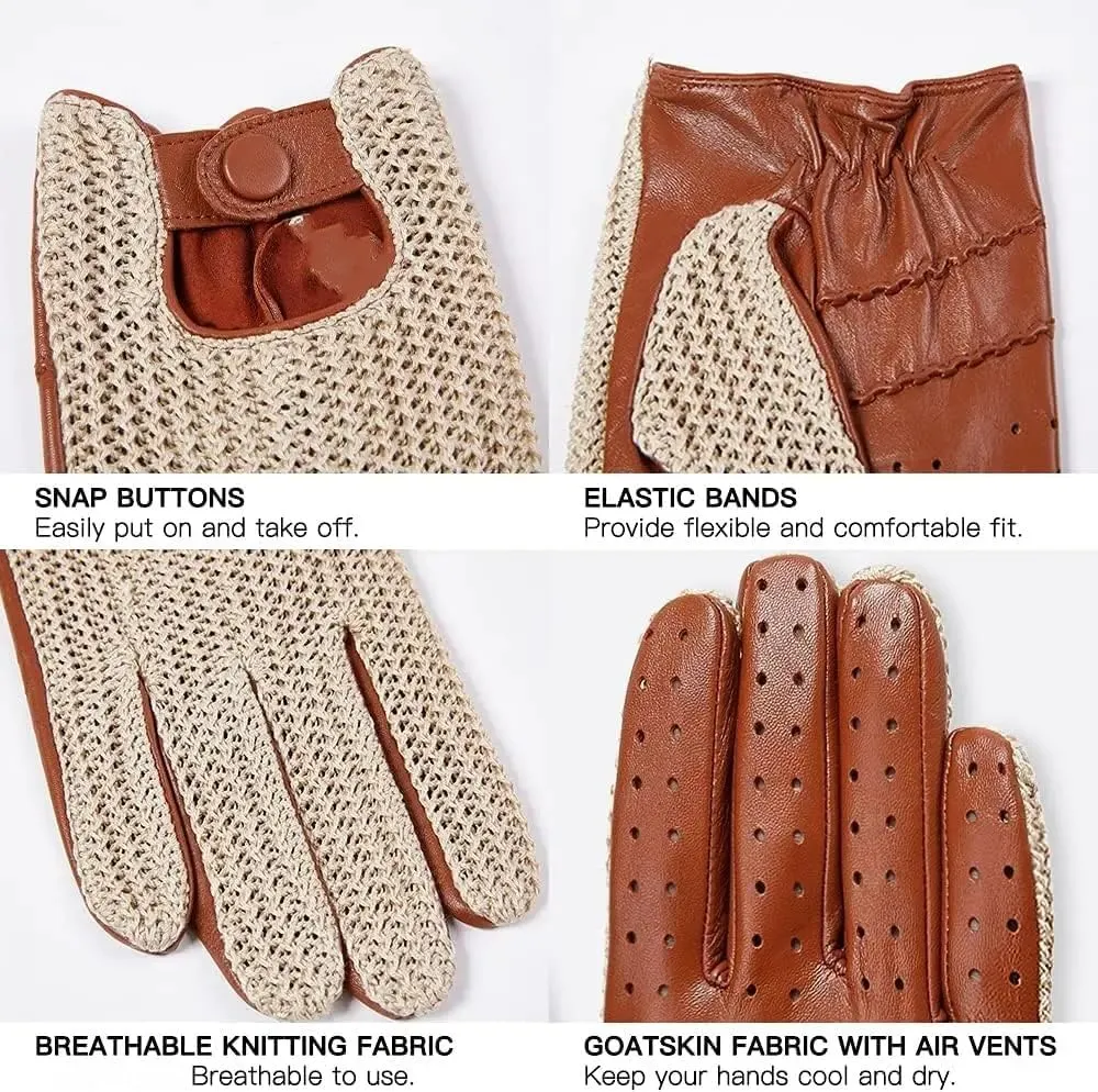 Autumn And Winter Men'S Knitted Wool Leather Gloves Warm Soft And Comfortable Touch Screen Riding Glove