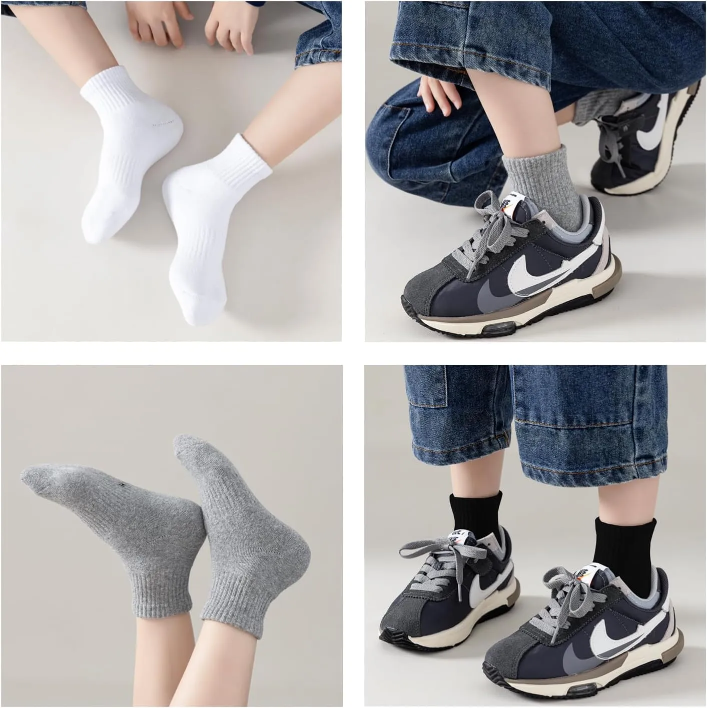 Boys Athletic Cushioned Crew Socks Thick Cotton Sports Socks 6 Pairs 5-14 Years