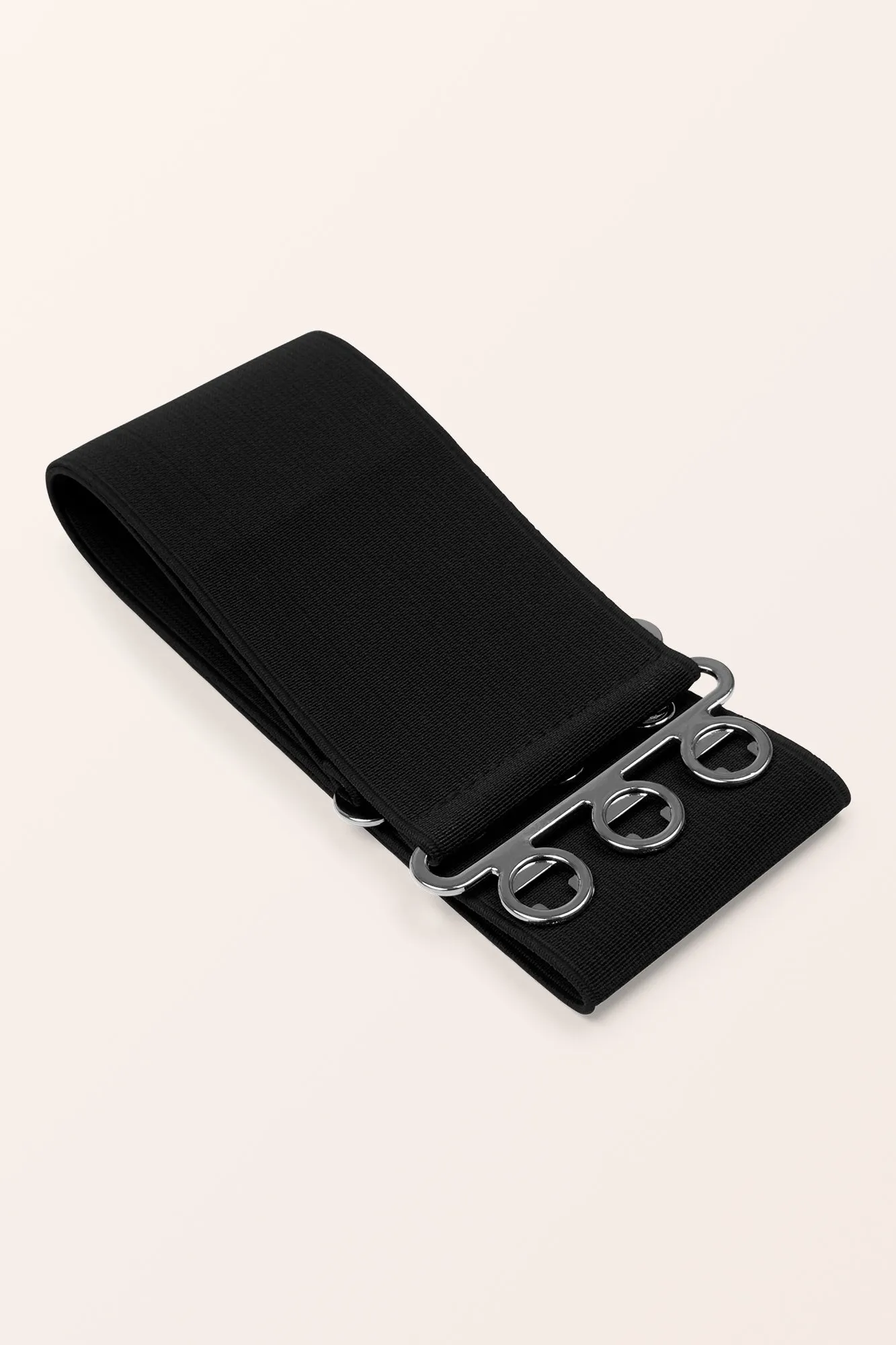 Clasp Buckle Elastic Belt - Black