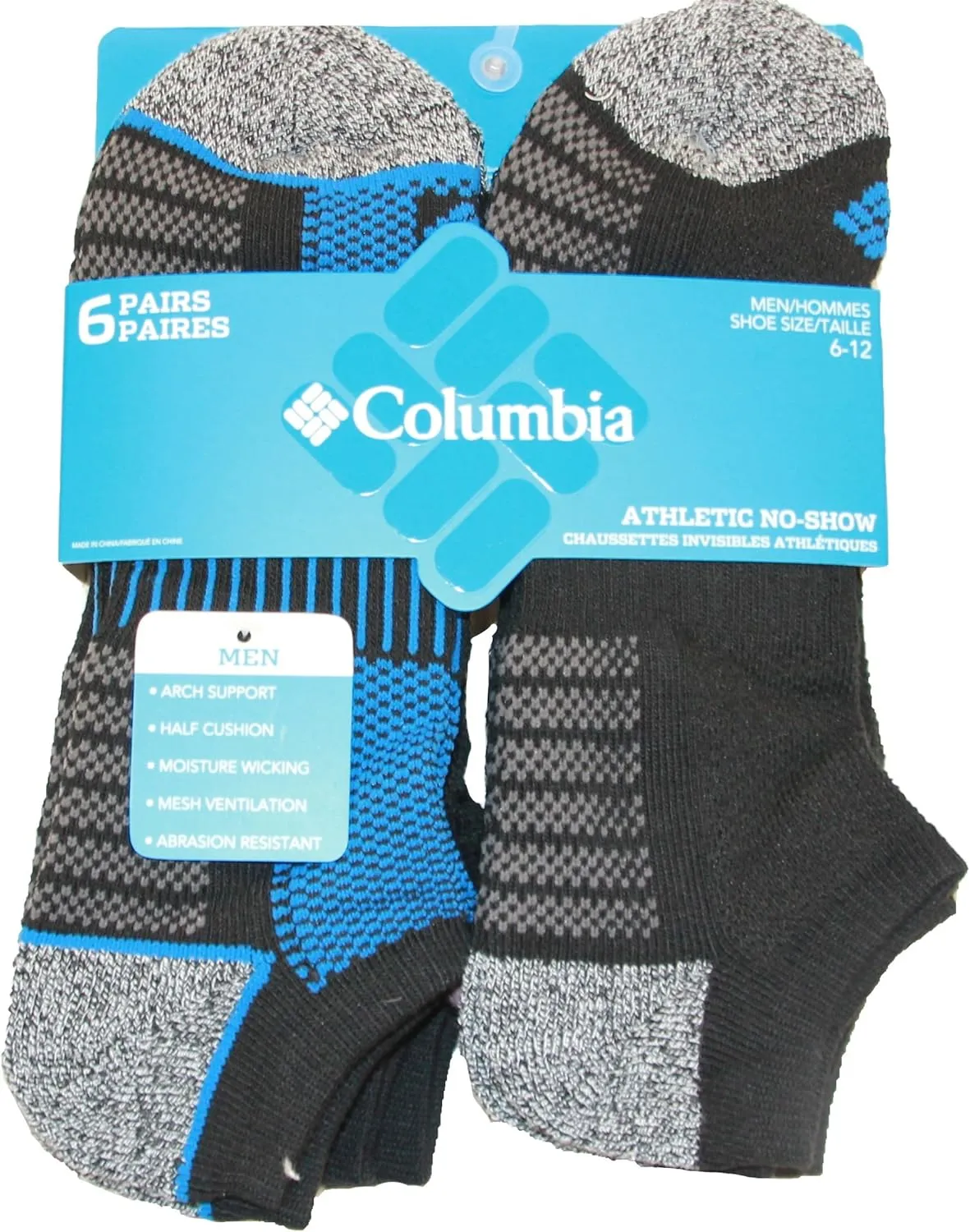 Columbia Mens 6-Pack Pique Foot Athletic Socks