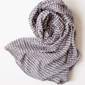 Dark Gray/White Dot Block Printed Scarf