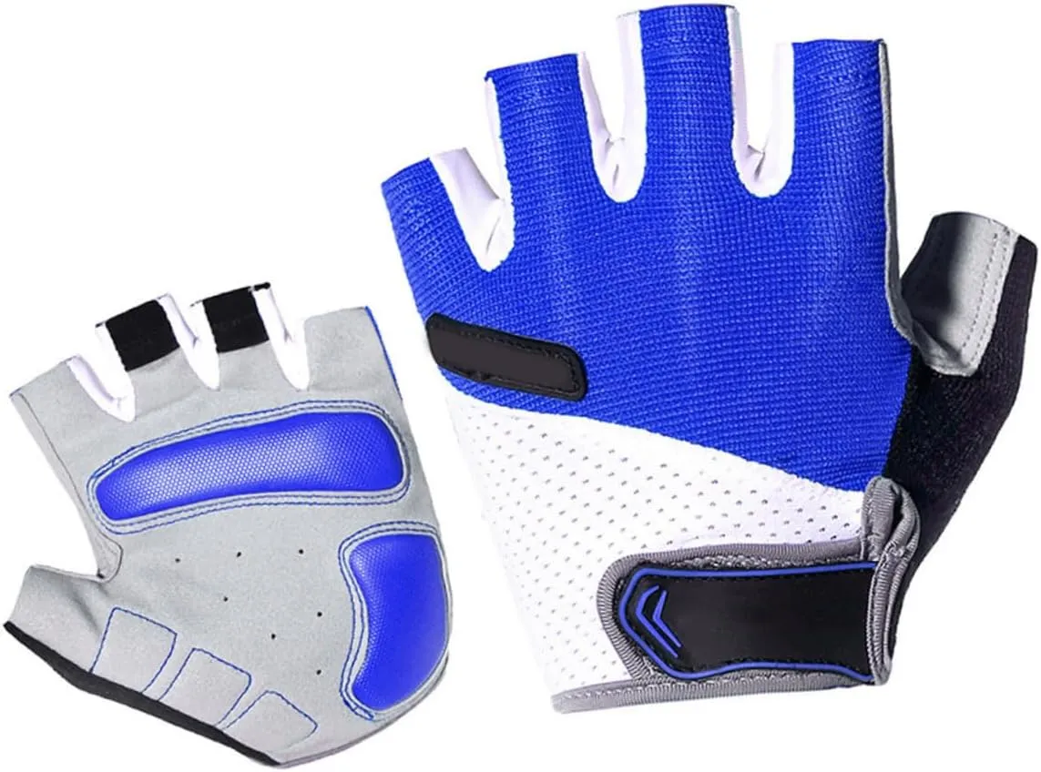 Didiseaon 1Pair Breathable Half Finger Cycling Gloves for Men and Women Skid Resistant Sports Gloves Blue for Biking Jogging Fishing and Outdoor Activities