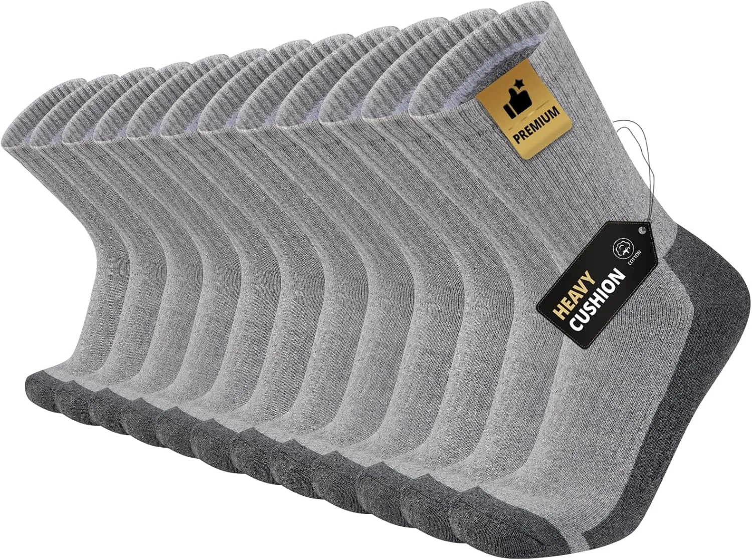 eallco Mens Crew Full Cushioned Athletic Work Socks Thick Training Heavy Duty Socks for Men 6 Pairs