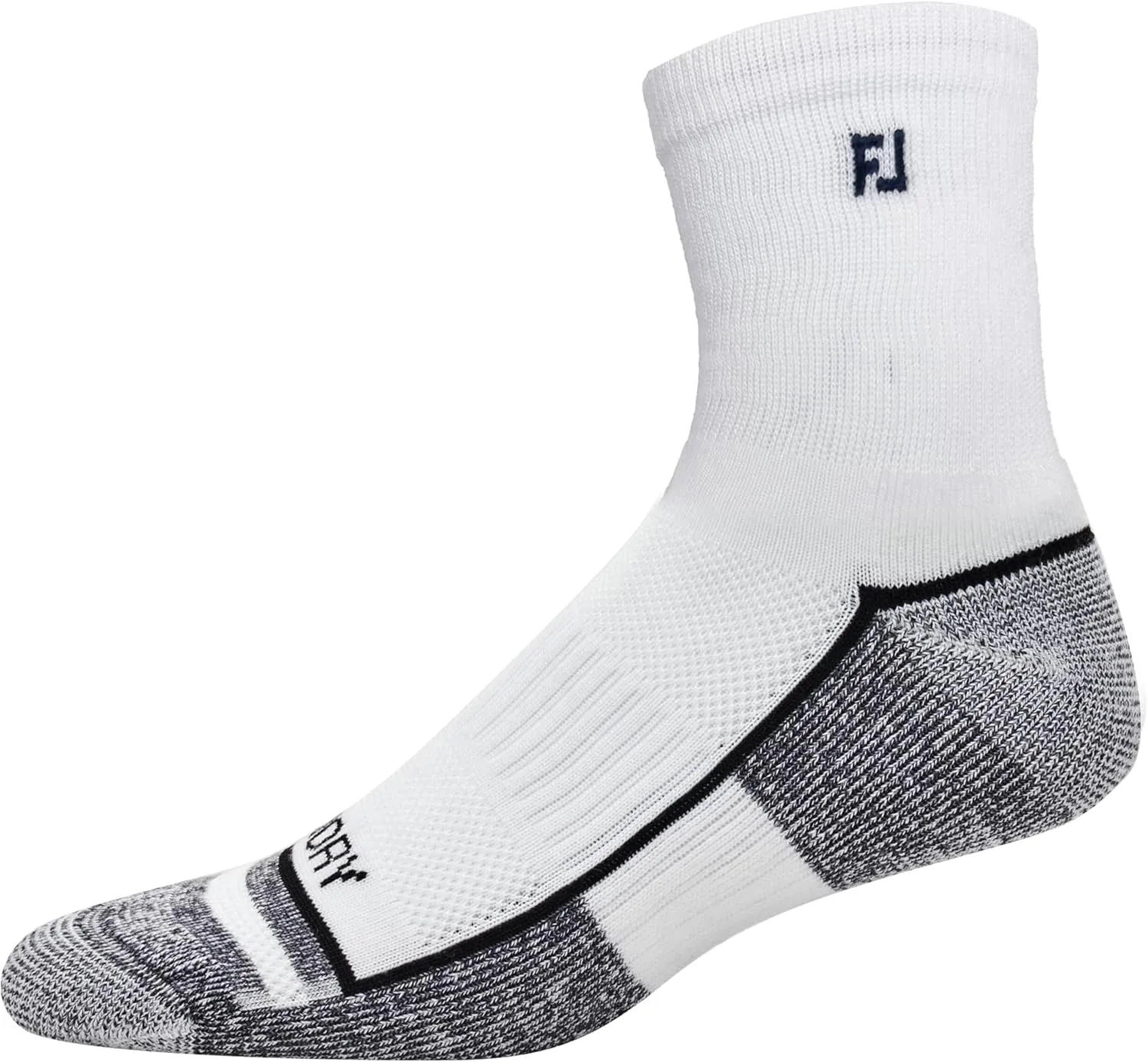 FootJoy Men's ProDry Quarter Socks, White, Fits Shoe Size 7-12