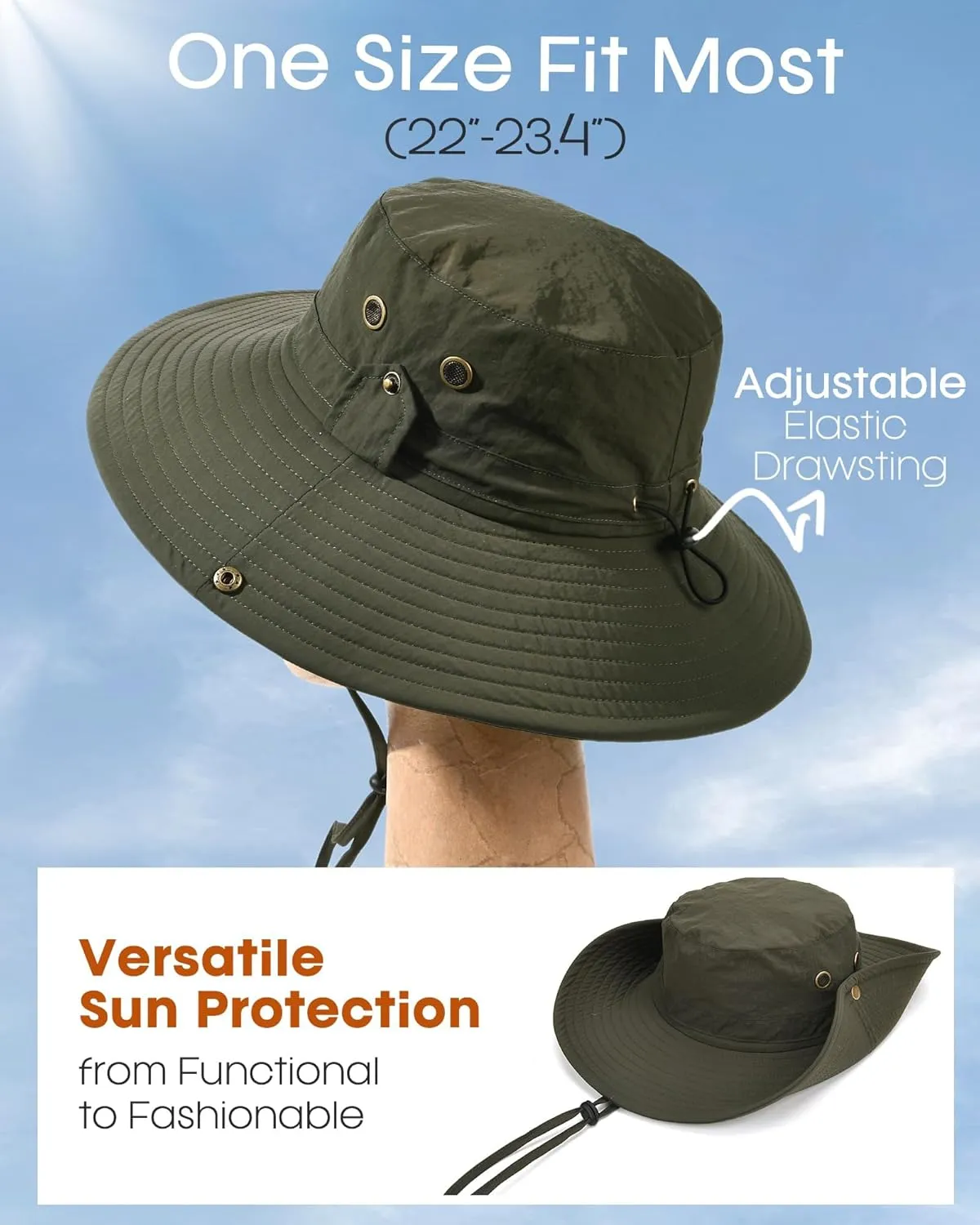 FURTALK Sun Hats for Men Fishing Hat UPF 80  Foldable Wide Brim Outdoor Hiking Beach Summer Hats