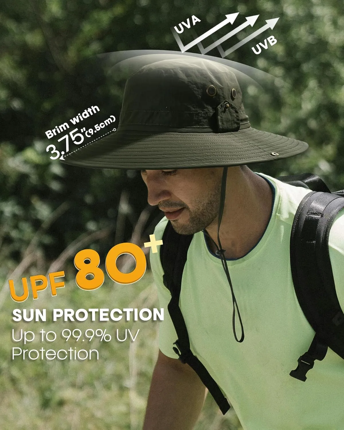 FURTALK Sun Hats for Men Fishing Hat UPF 80  Foldable Wide Brim Outdoor Hiking Beach Summer Hats