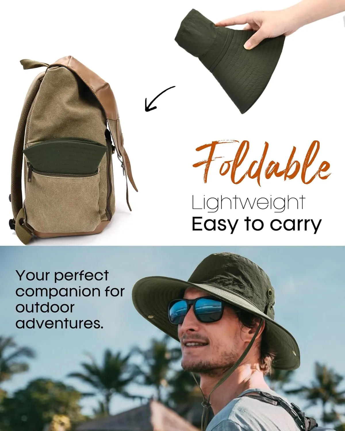 FURTALK Sun Hats for Men Fishing Hat UPF 80  Foldable Wide Brim Outdoor Hiking Beach Summer Hats