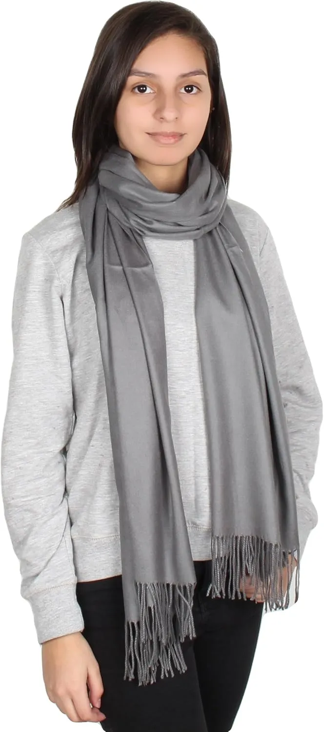 Gilbins Womens Solid Color Large Extra Soft Cashmere Blend Pashmina Shawl Wrap Scarf