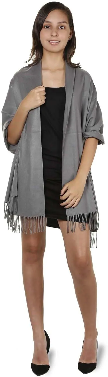 Gilbins Womens Solid Color Large Extra Soft Cashmere Blend Pashmina Shawl Wrap Scarf