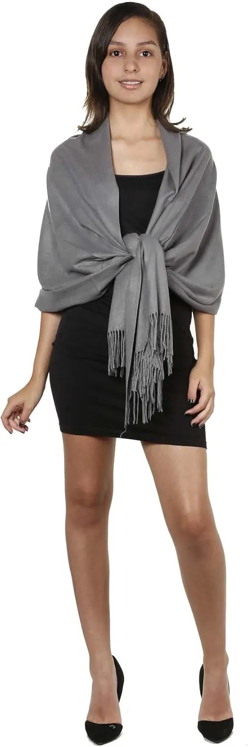 Gilbins Womens Solid Color Large Extra Soft Cashmere Blend Pashmina Shawl Wrap Scarf