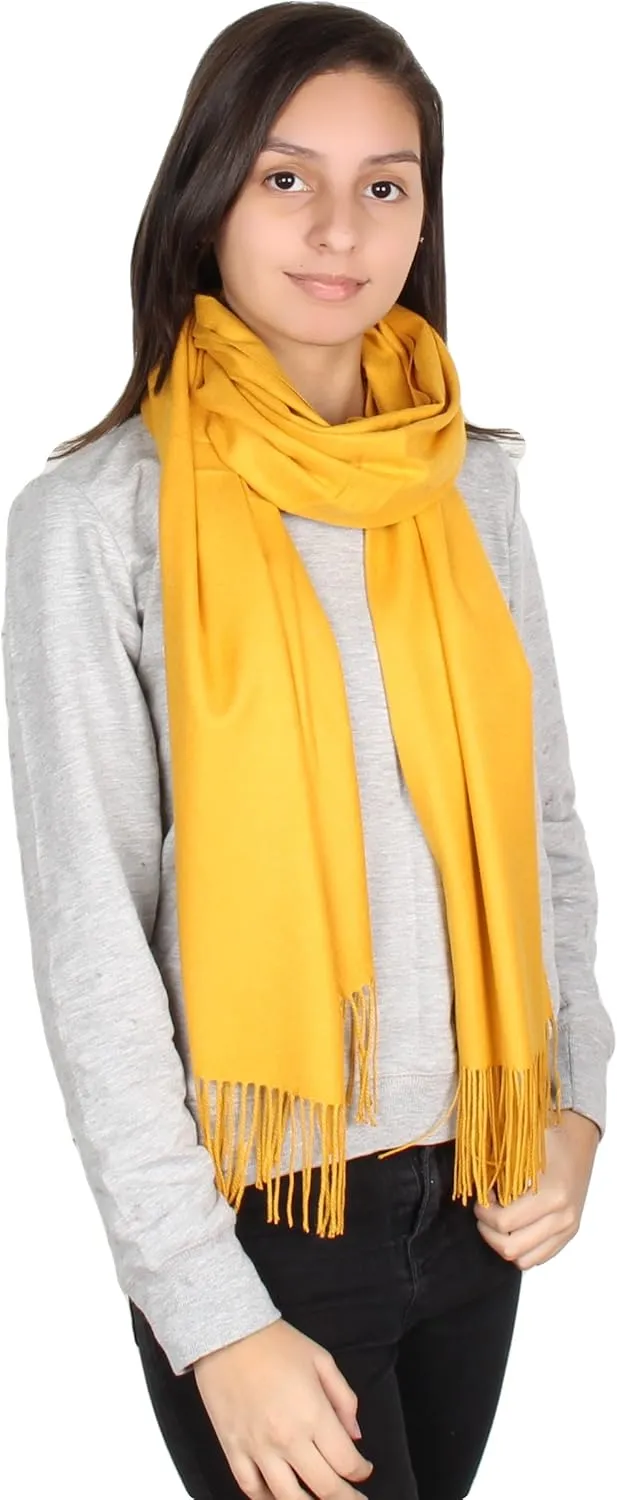 Gilbins Womens Solid Color Large Extra Soft Cashmere Blend Pashmina Shawl Wrap Scarf