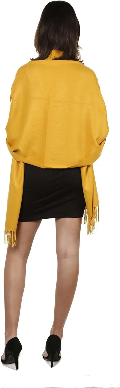 Gilbins Womens Solid Color Large Extra Soft Cashmere Blend Pashmina Shawl Wrap Scarf