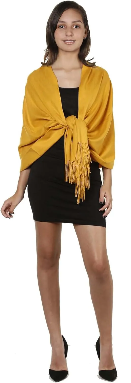 Gilbins Womens Solid Color Large Extra Soft Cashmere Blend Pashmina Shawl Wrap Scarf