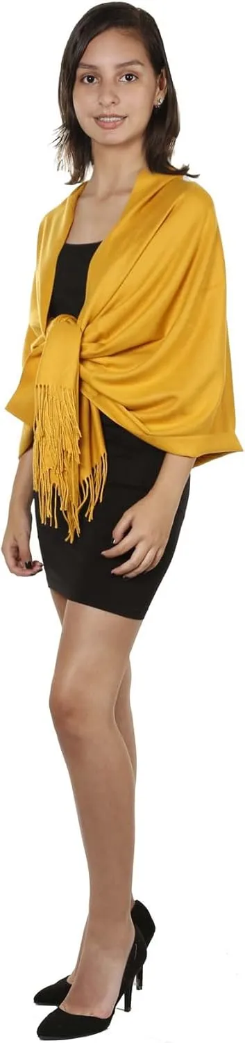 Gilbins Womens Solid Color Large Extra Soft Cashmere Blend Pashmina Shawl Wrap Scarf