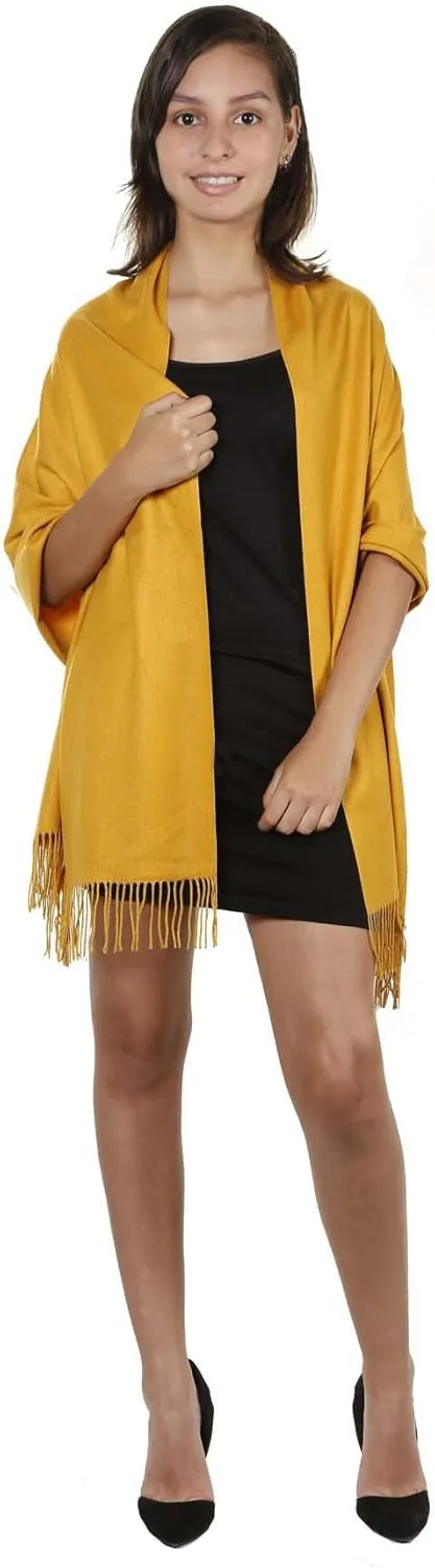Gilbins Womens Solid Color Large Extra Soft Cashmere Blend Pashmina Shawl Wrap Scarf