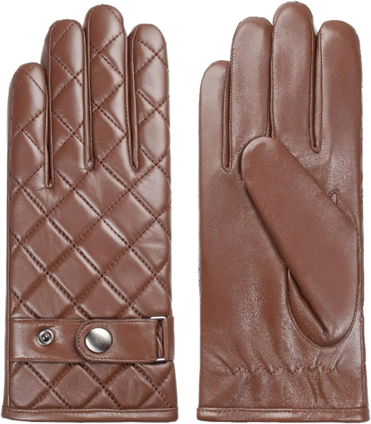 Gloves Winter Men's Gloves, Touch Screen Outdoor Windproof Driving Gloves, with Fleece Lining (Color : Brown, Size : M)