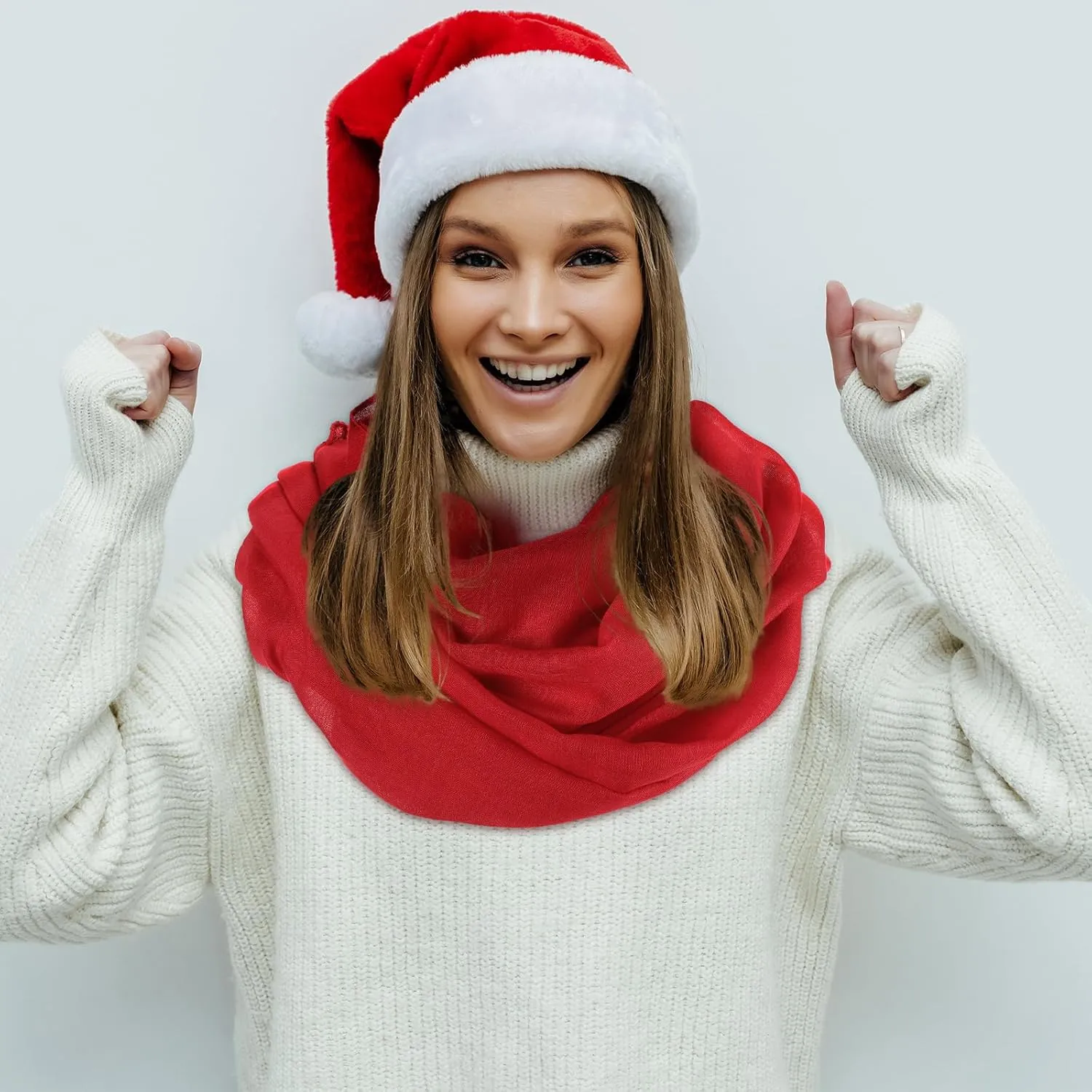 Handepo 6 Pcs Women Infinity Scarf Solid Color Lightweight Loop Scarf Winter Soft Neck Warmer for Women Men