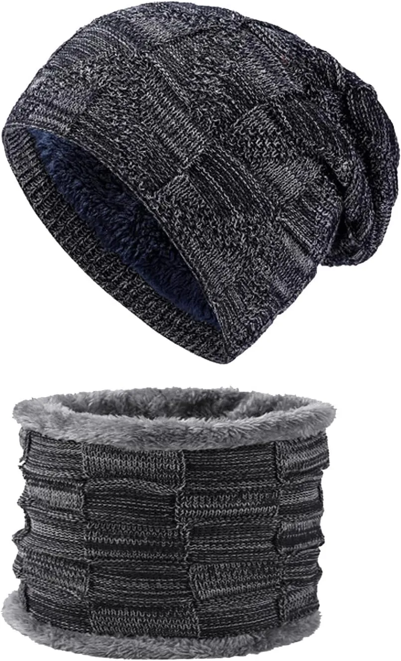 Hat and Scarf Set for Women Men Warm Knit kull Caps Neck Warmer Gifts for Men Women