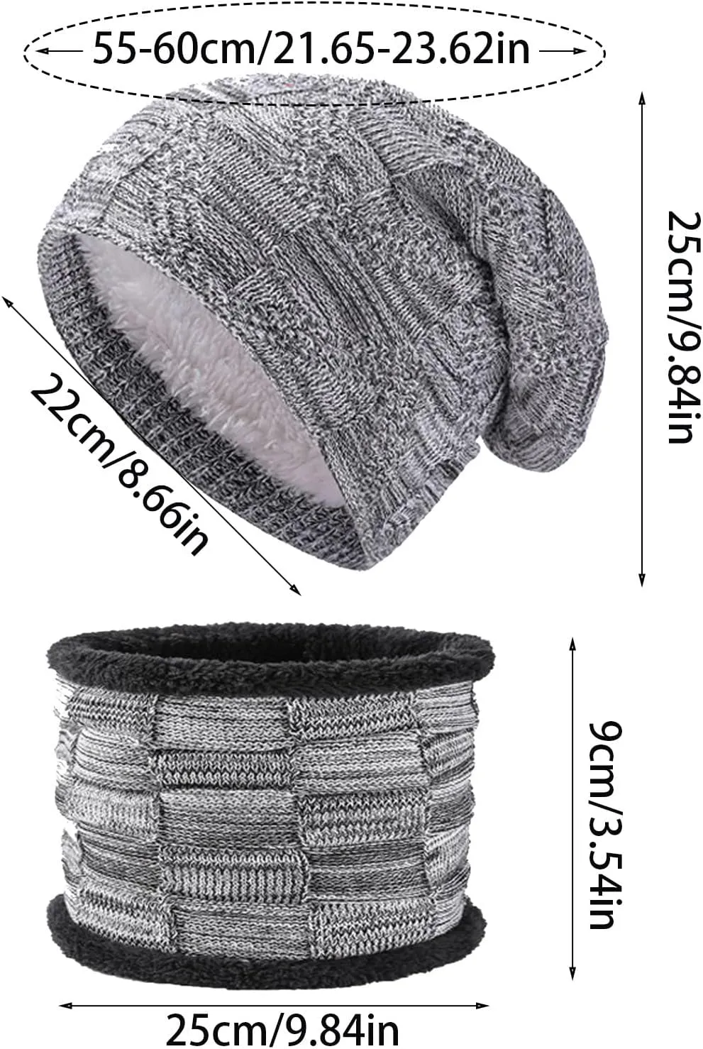 Hat and Scarf Set for Women Men Warm Knit kull Caps Neck Warmer Gifts for Men Women