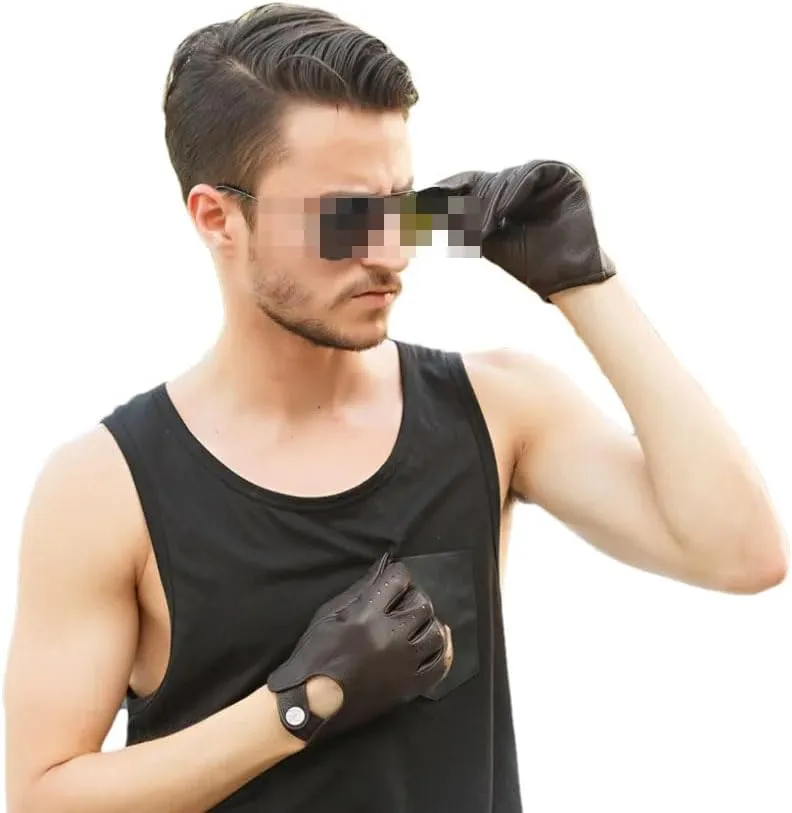 Hgvcfcv Men Cool Motorcycle Driving Gloves Full Finger Sports Breathable Leather Gloves Men