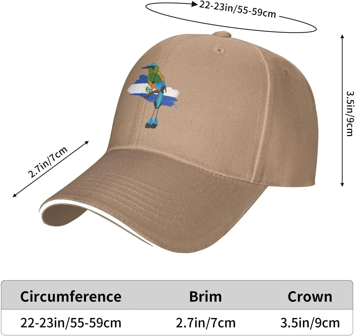HILLBACK El Salvador Torogoz Salvadoreño Gray Cowboy Hat Baseball Cap Golf Dad Trucker Hats for Men Women