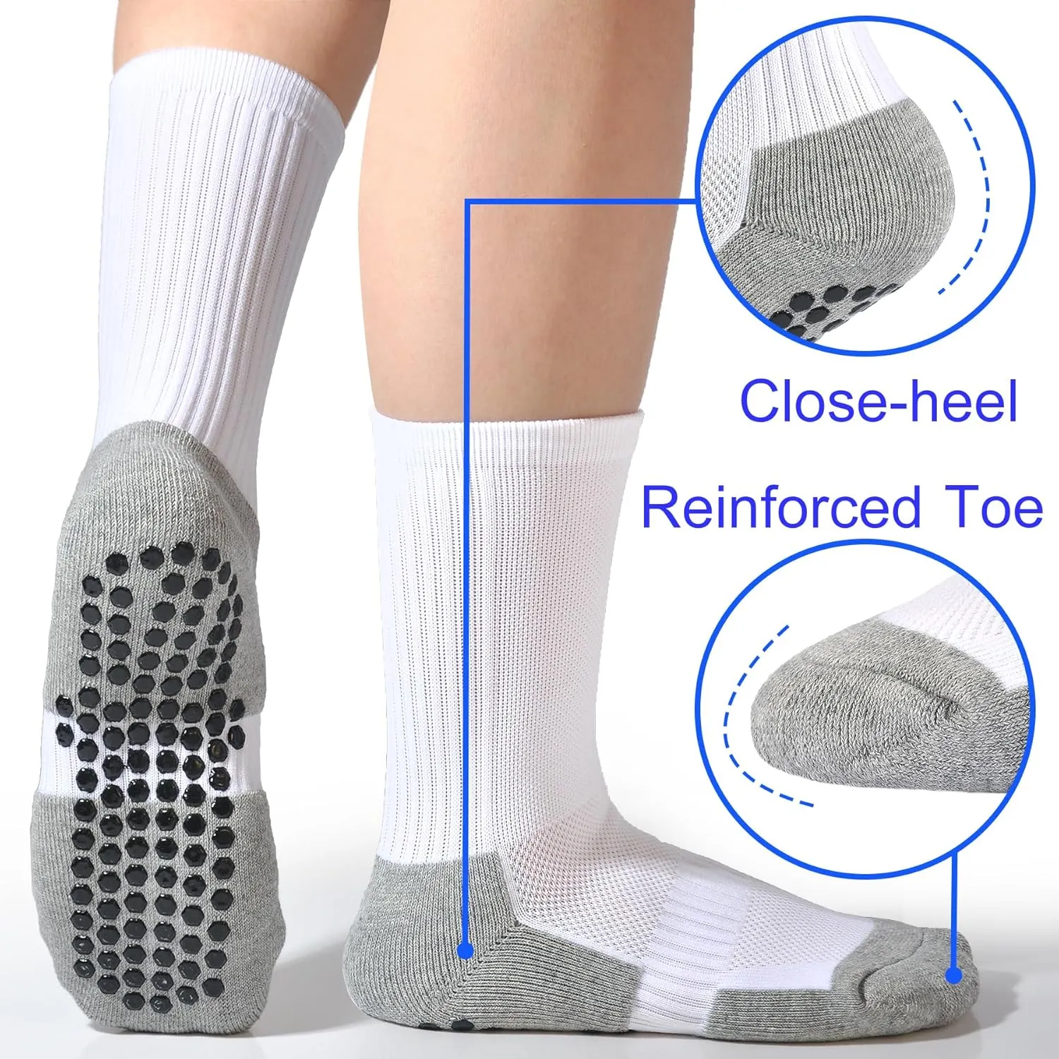 Kids Grip Soccer Socks Boys Basketball Crew Socks Cushioned Athletic Non Slip Socks Girls Running Sport Youth