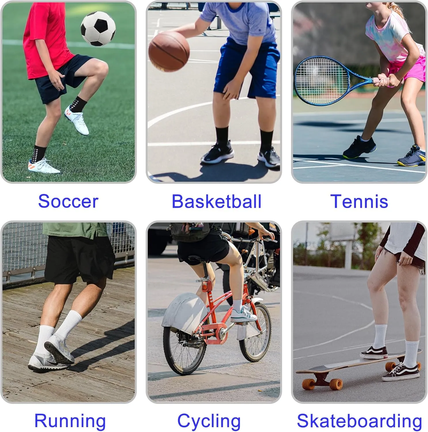 Kids Grip Soccer Socks Boys Basketball Crew Socks Cushioned Athletic Non Slip Socks Girls Running Sport Youth