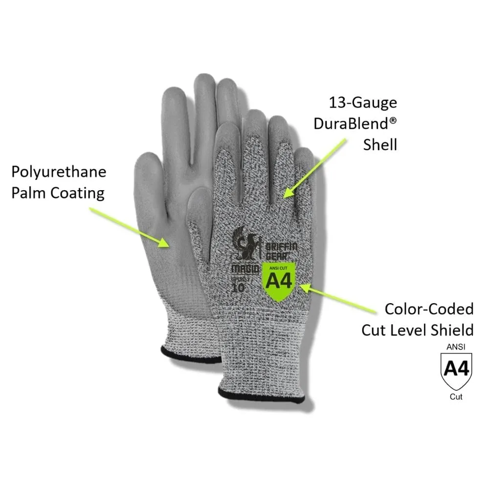 MAGID Griffin Gear ANSI A4 Liquid Repellent Nitrile Work Gloves , 12 Pairs, Size 11/2XL, GPD452