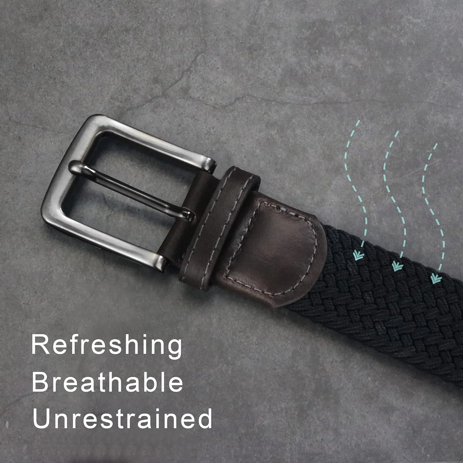 maikun Belts for Men, Elastic Mens Woven Braided Stretchy Belt Casual Daily Wear