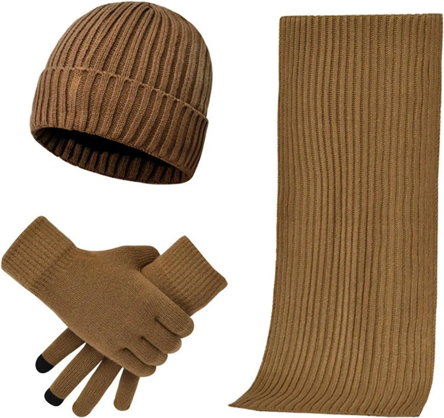 Mens & Womens Winter Knit Hat eanie Knit Winter Hats Touchscreen Gloves Neck Scarf Neck Scarves Set
