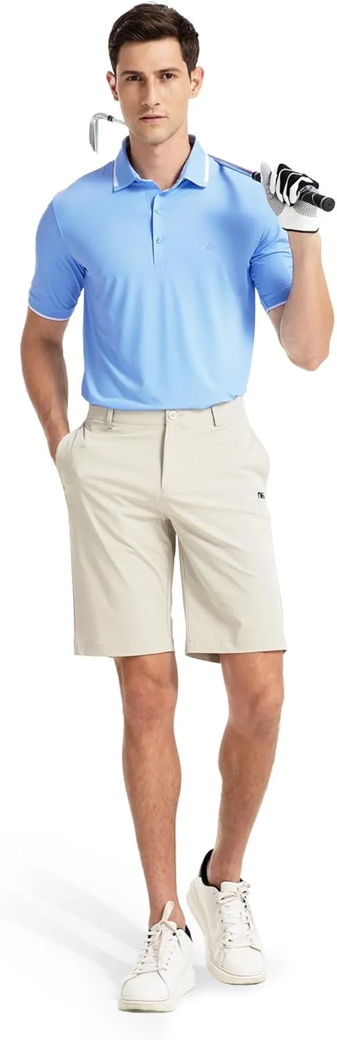 Men's Premium Golf Polo – Silky Tech Nylon, Cooling, UV-Resistant, Quick-Dry Athletic Shirt for Golf, Tennis