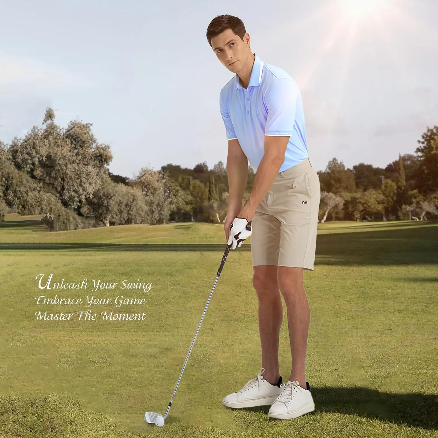 Men's Premium Golf Polo – Silky Tech Nylon, Cooling, UV-Resistant, Quick-Dry Athletic Shirt for Golf, Tennis