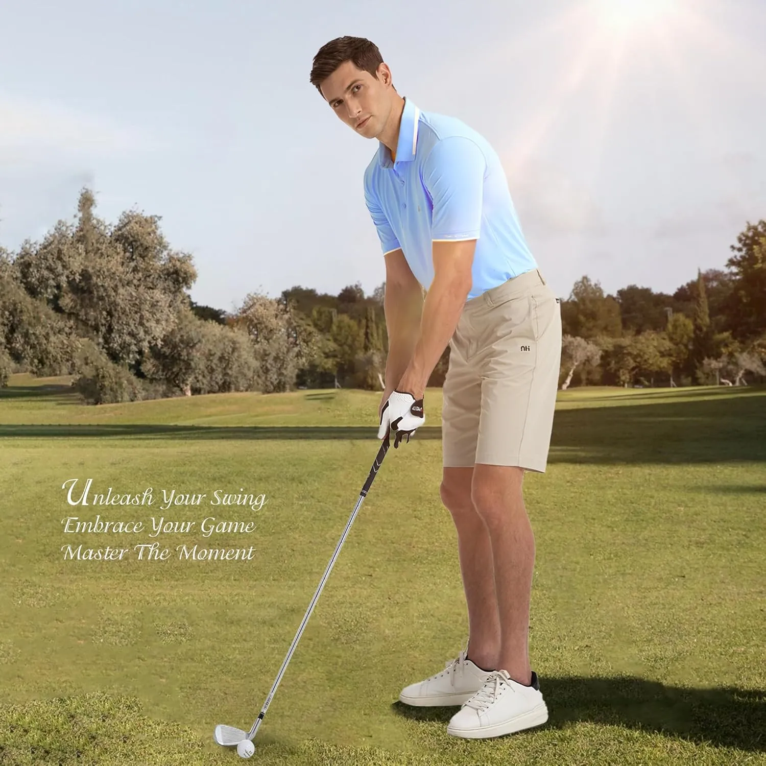 Men's Premium Golf Polo – Silky Tech Nylon, Cooling, UV-Resistant, Quick-Dry Athletic Shirt for Golf, Tennis