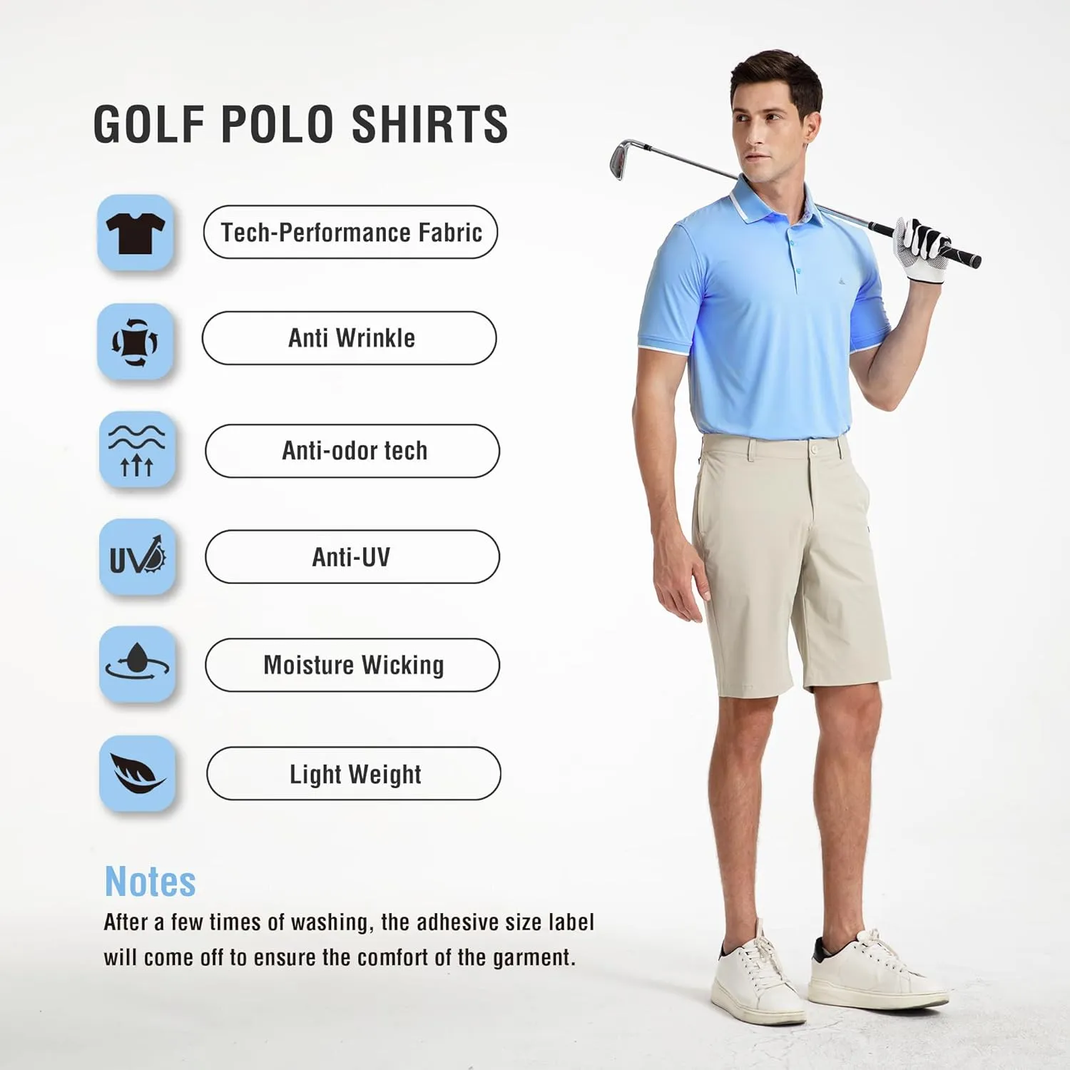Men's Premium Golf Polo – Silky Tech Nylon, Cooling, UV-Resistant, Quick-Dry Athletic Shirt for Golf, Tennis