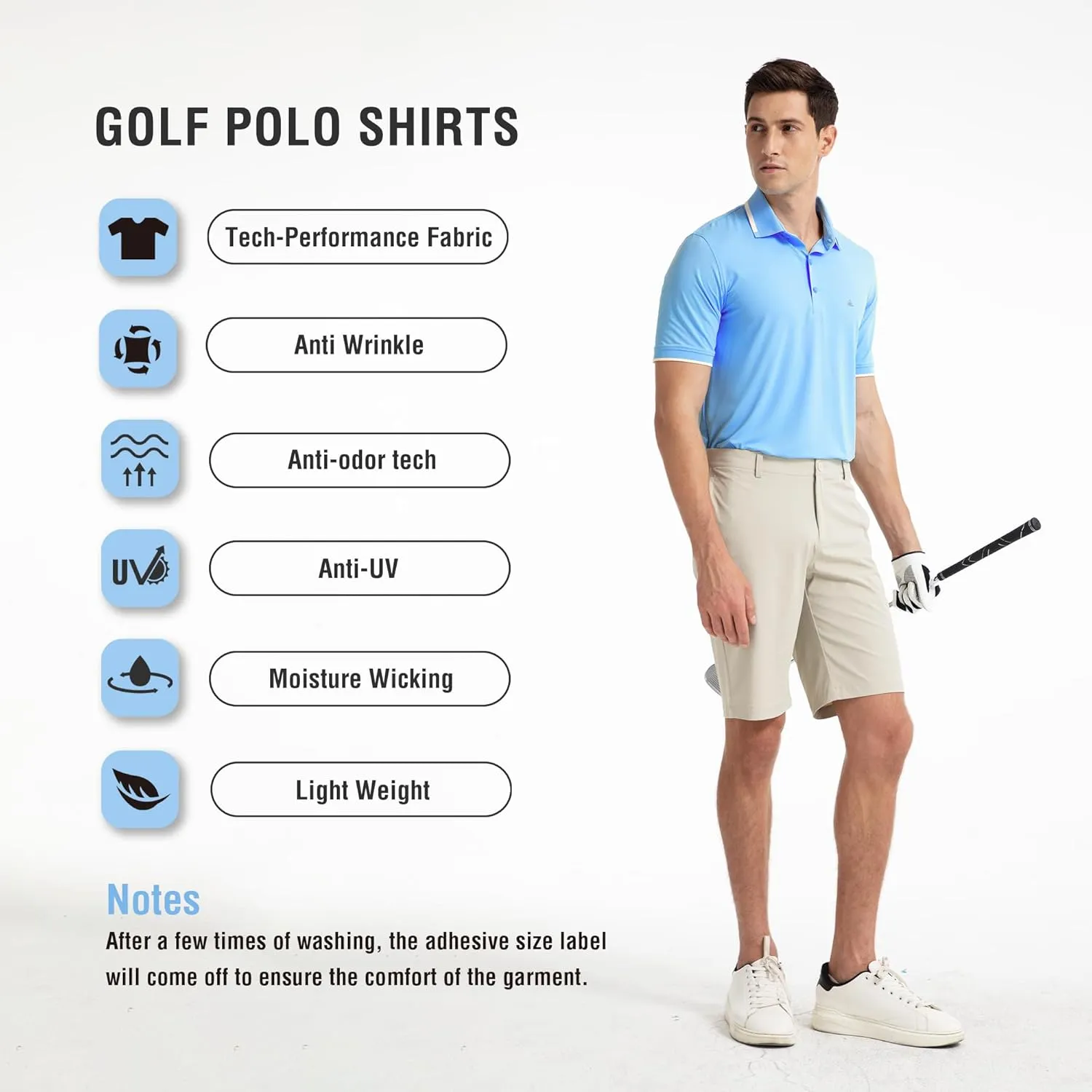 Men's Premium Golf Polo – Silky Tech Nylon, Cooling, UV-Resistant, Quick-Dry Athletic Shirt for Golf, Tennis