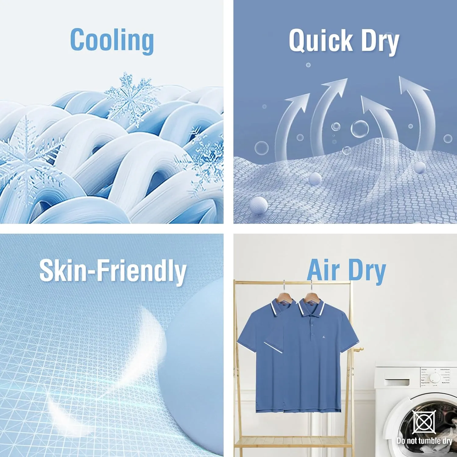 Men's Premium Golf Polo – Silky Tech Nylon, Cooling, UV-Resistant, Quick-Dry Athletic Shirt for Golf, Tennis