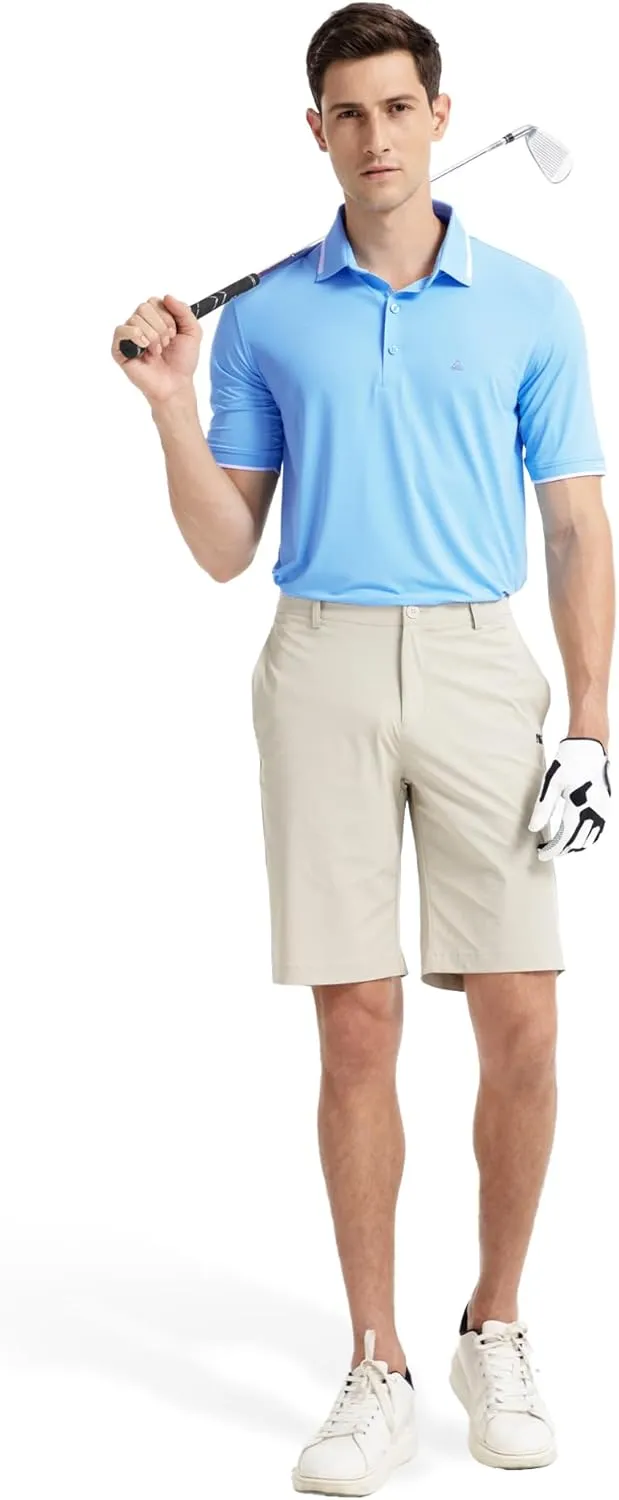 Men's Premium Golf Polo – Silky Tech Nylon, Cooling, UV-Resistant, Quick-Dry Athletic Shirt for Golf, Tennis