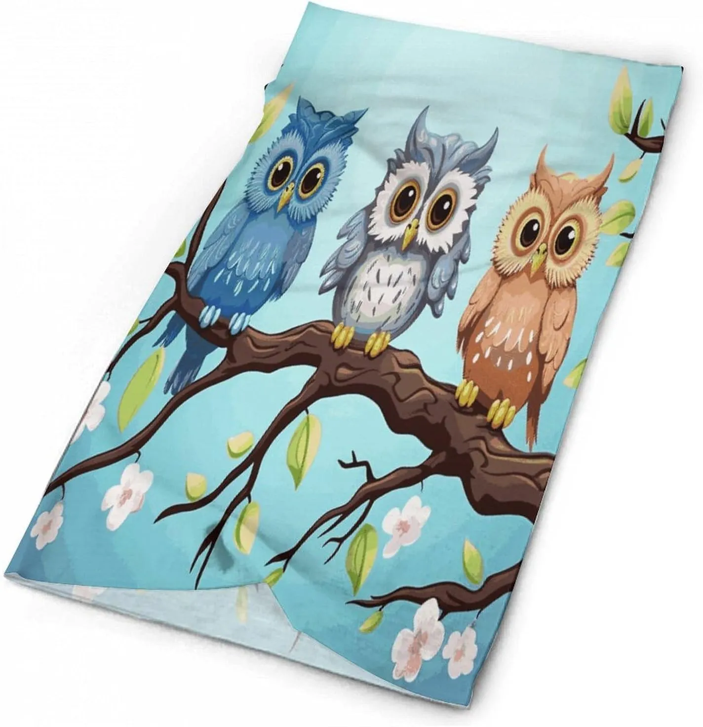 Neck Gaiter Face Cover Scarf Windproof Face Cover Owls on A Branchprinted Sun Cooling Scarf for Skiing Fishing Hiking Cycling