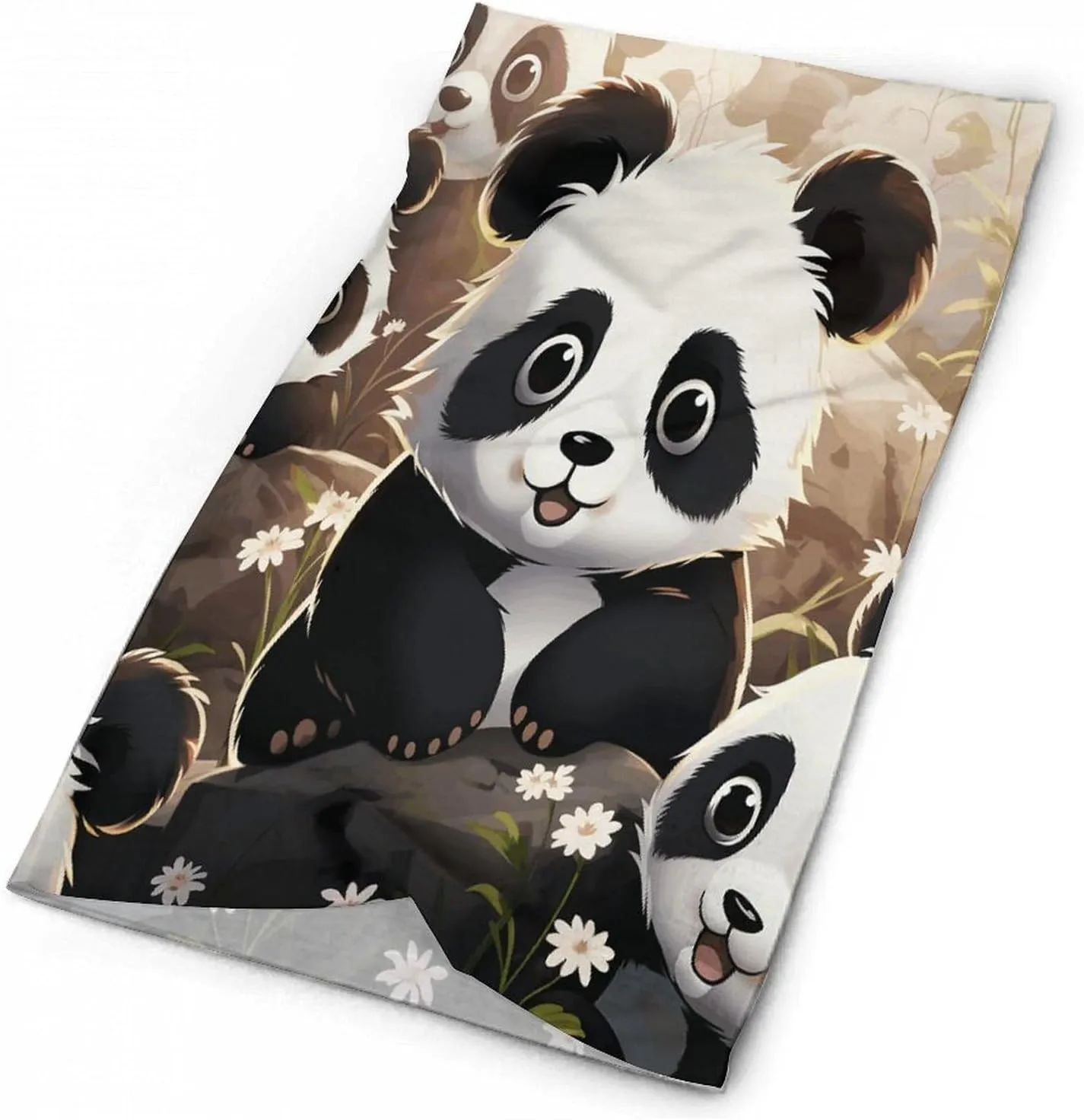 Neck Gaiter Face Cover Scarf Windproof Face Cover Panda Animalprinted Sun Cooling Scarf for Skiing Fishing Hiking Cycling