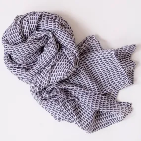 Nya Navy Block Printed Scarf
