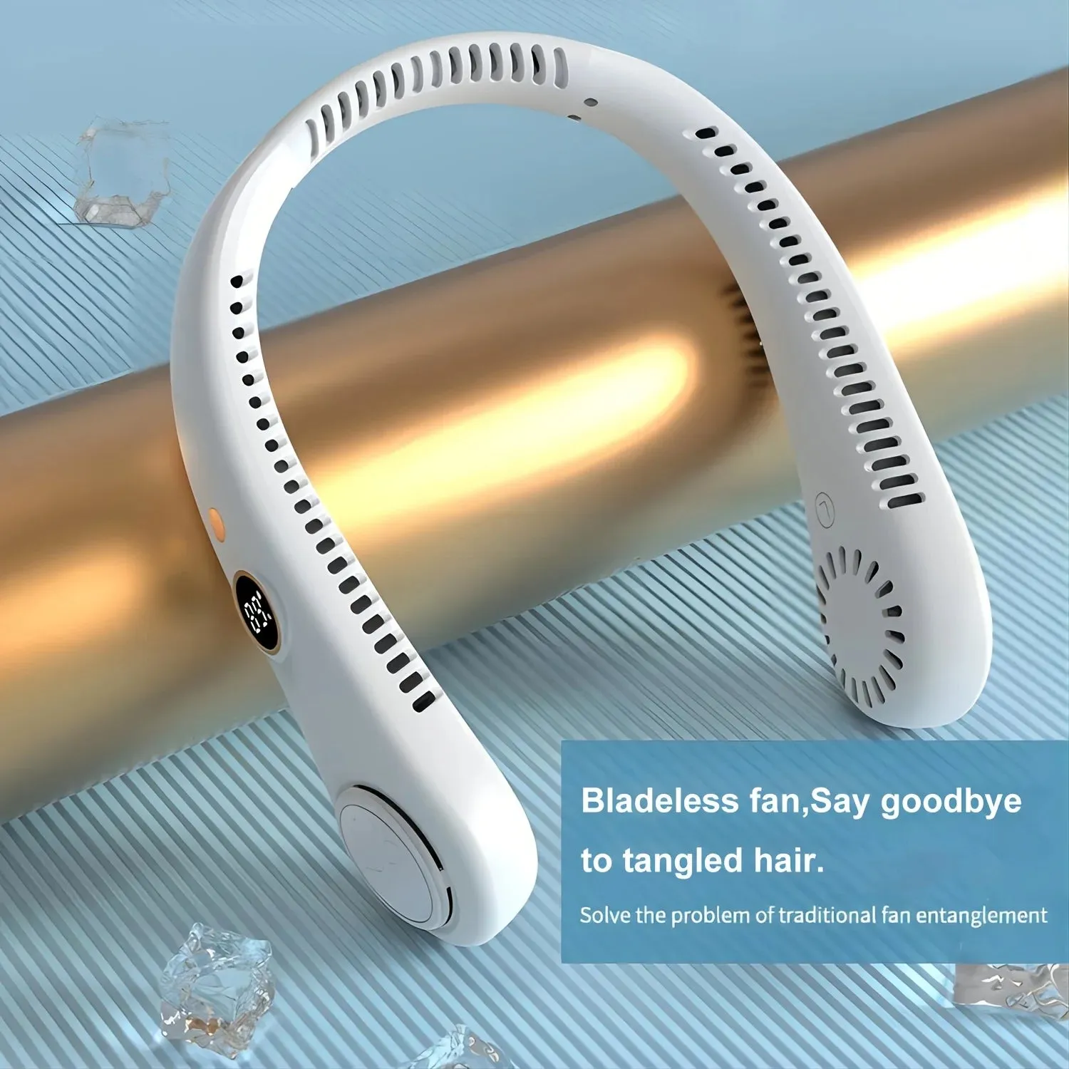 Portable Rechargeable Bladeless Neck Fan - 360° Cooling Wearable Personal Fan For Travel and Outdoor Sports with Digital Display