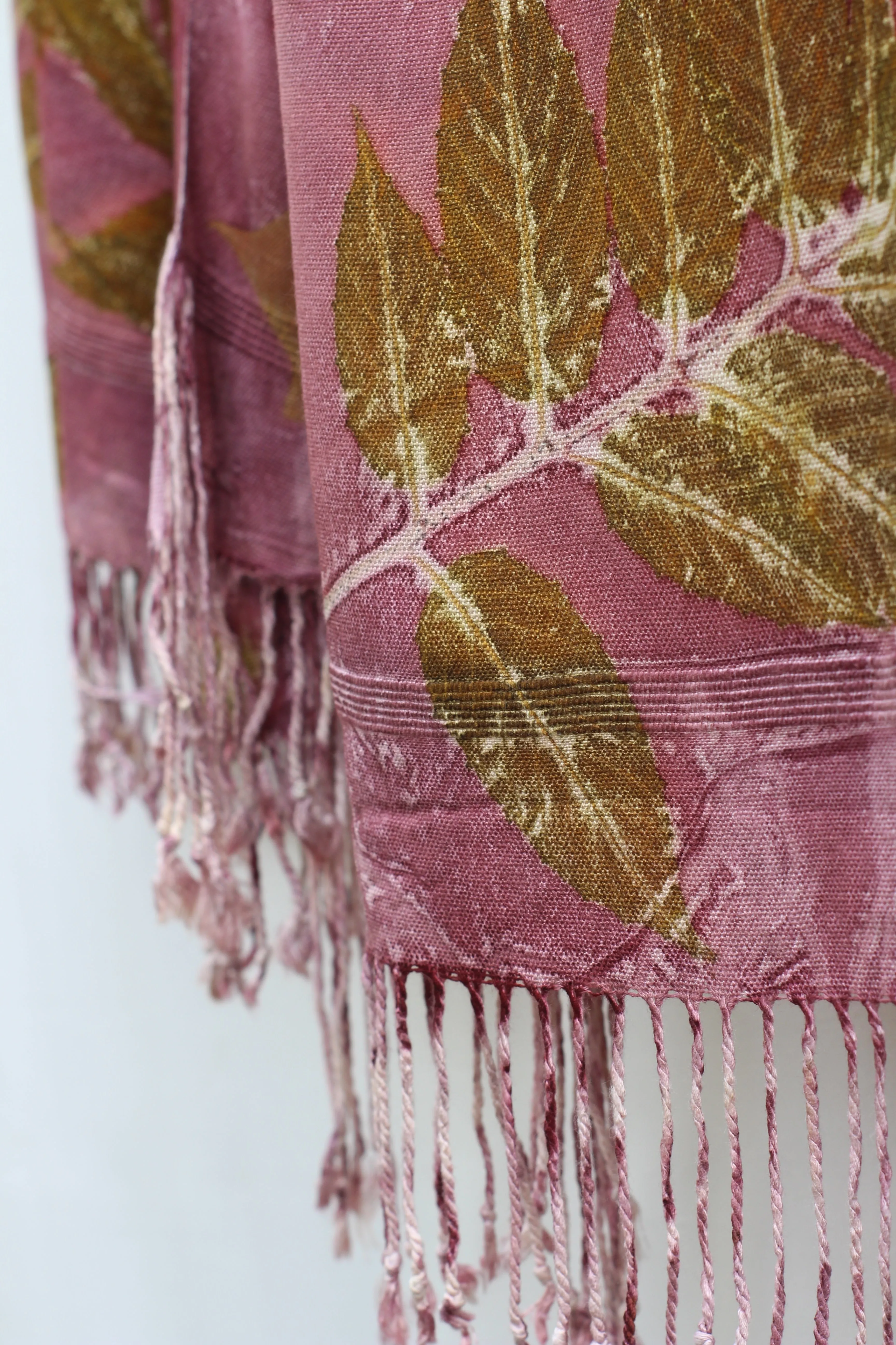 Purple Botanical Print Scarf | Indigenous Cotton | Handwoven & Naturally Dyed - 0012G-SY-HT