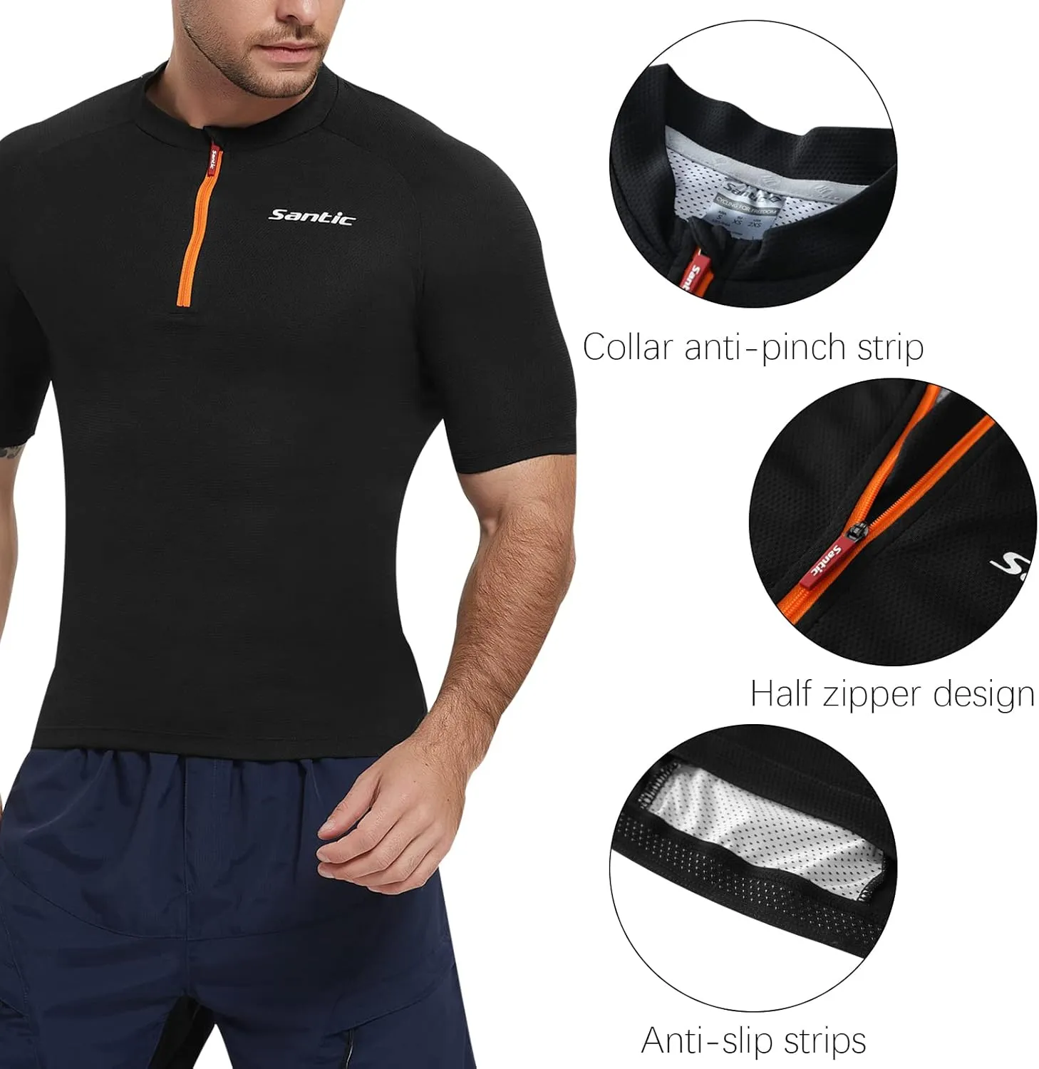 Santic Cycling Jersey Men's Short Sleeve Tops Mountain Biking Shirts Bicycle Jacket with Pockets …