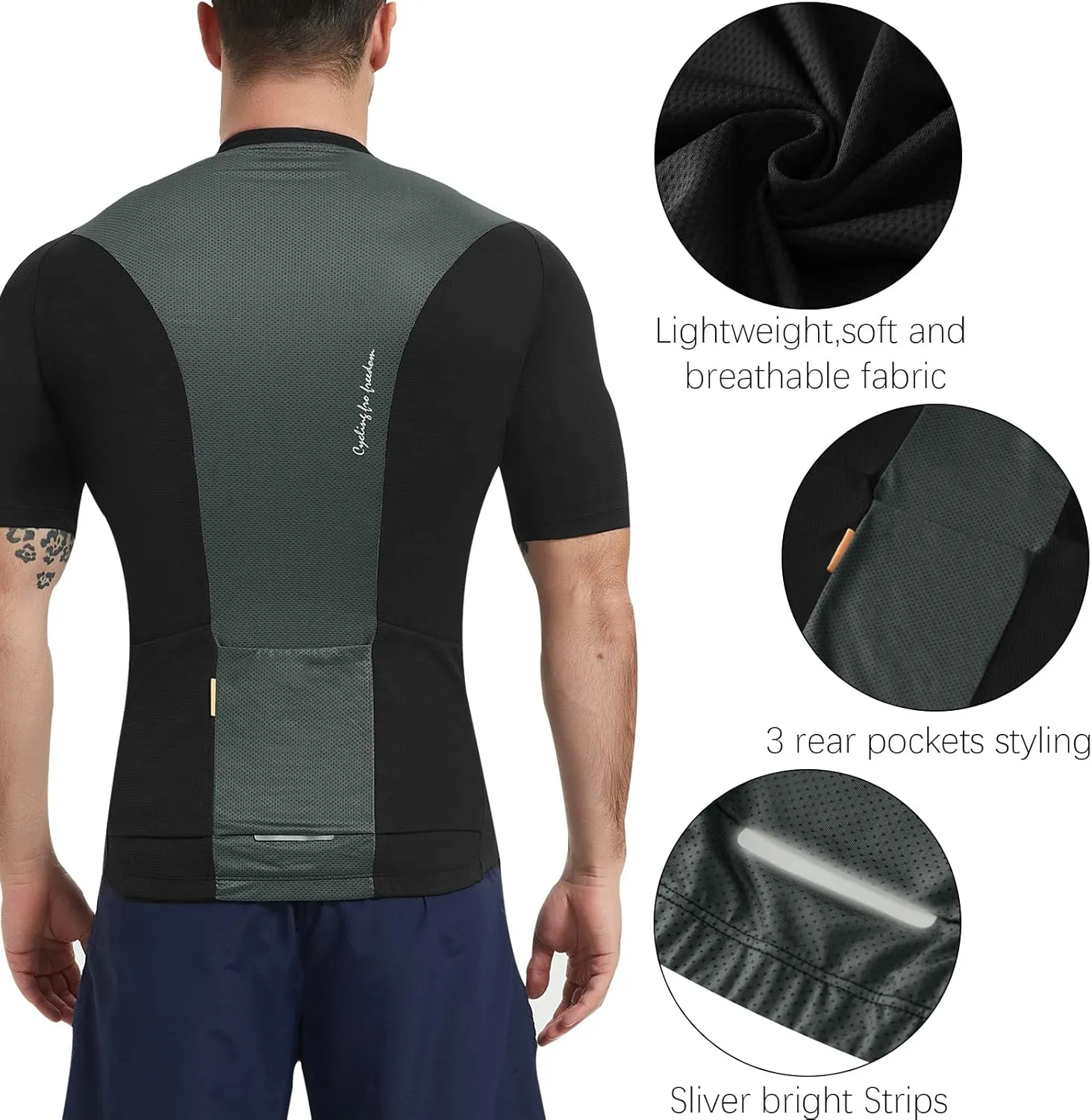 Santic Cycling Jersey Men's Short Sleeve Tops Mountain Biking Shirts Bicycle Jacket with Pockets …