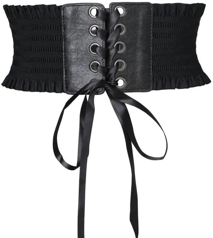 Western Stretch Elastic High Waist Belts for Women Designer Wide Lace Up Corset Belt Blouse Jeans Dress Waistband