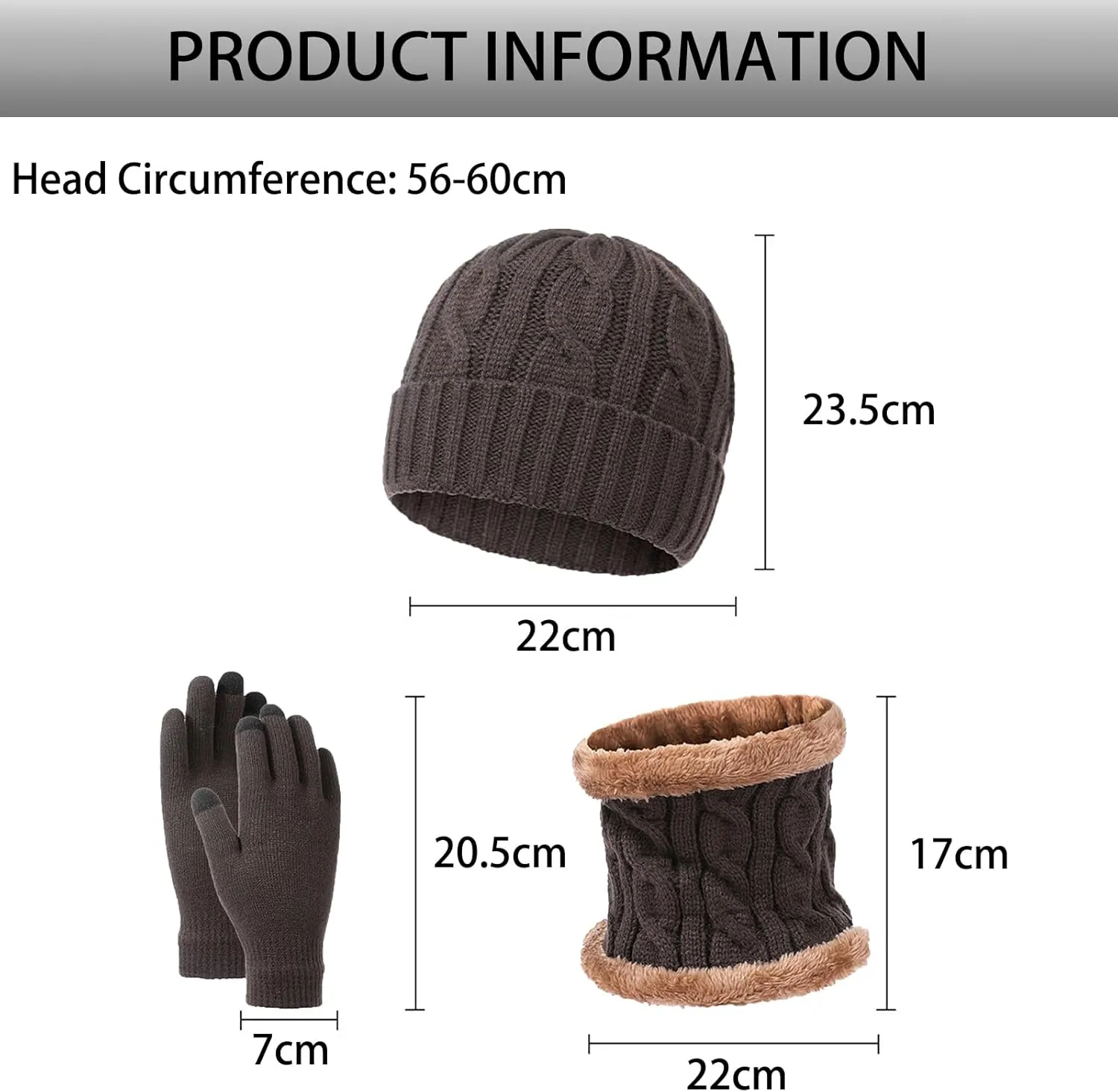 Winter Beanie Hat Scarf Gloves Set for Woman Men,Warm Knit Winter Hats Touch Screen Gloves Neck Scarf Set Winter Gifts