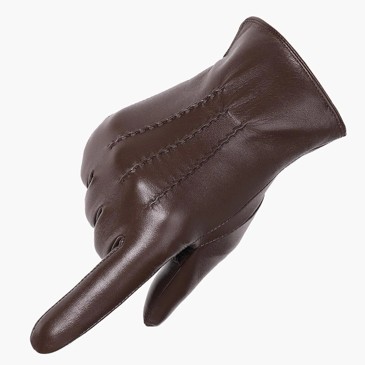 Winter Gloves Men's Goatskin Gloves Leather Gloves for Motorcycling Driving with Touch Screen Velvet Warming